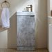 Hudson Reed meuble lave-mains WC moderne - Gris béton - Plan lavabo vasque 1 trou - 40 cm - Poignée design or doré
