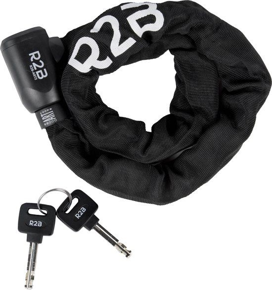 R2B Fietsslot ART 2 - Kettingslot voor E-Bike & Fiets - 100 cm - Zwart