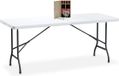 Merkloos Relaxdays Tuintafel, inklapbaar, 72 x 180 x 74 cm, kunststof, staal, robuust, 8 personen, campingtafel, wit