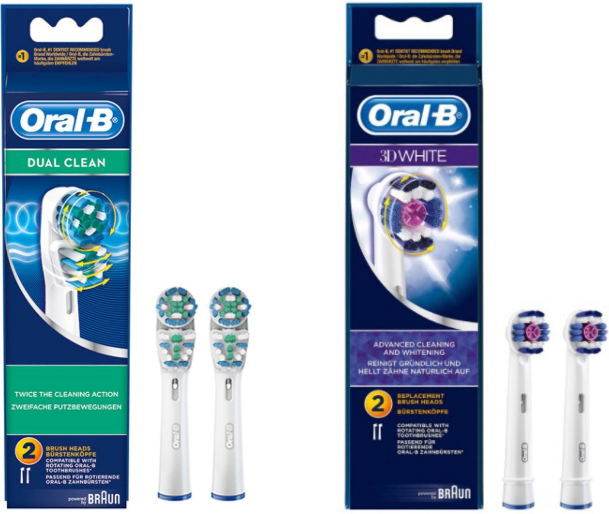 Oral-B ORAL-B - Opzetborstels - DUAL CLEAN+3D WHITE - Elektrische tandenborstel borsteltjes - Voor een stralend en gezond gebit - COMBIDEAL