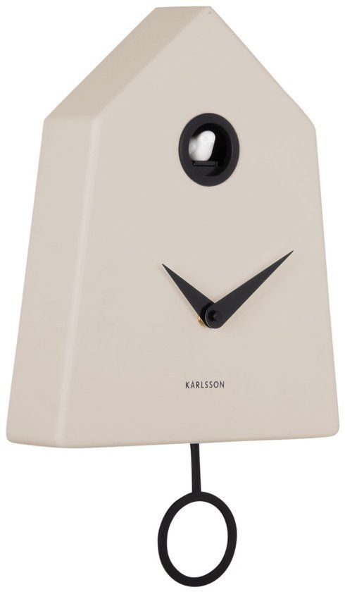 Karlsson Wandklok Grafico Cuckoo - Warmgrijs - 7.4x21.5x35.5cm