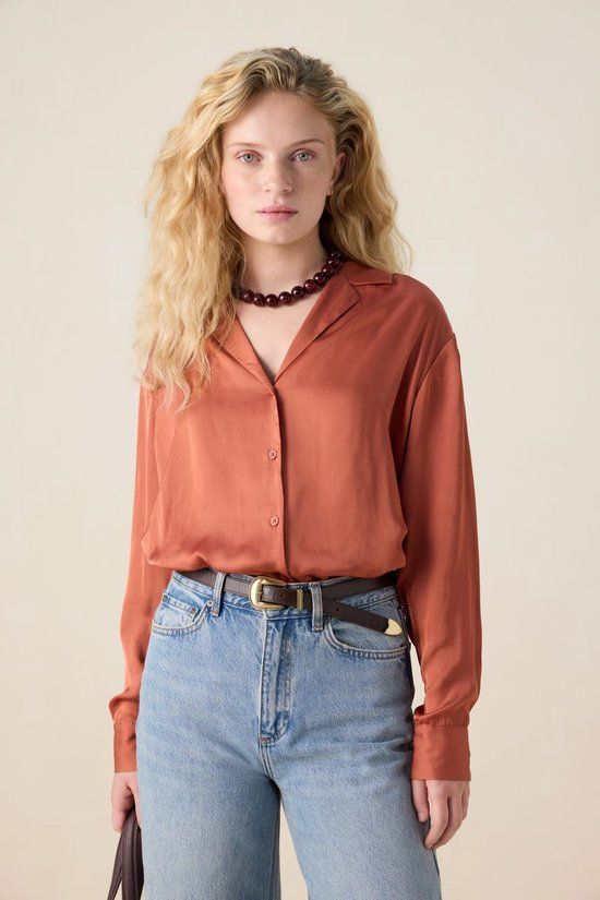 Sissy-Boy Rode blouse met reverskraag