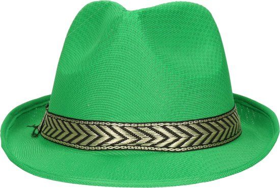 Fiestas Guirca - Trilby/Gangster Hoedje - Groen - Polyester - Unisex - 59 cm