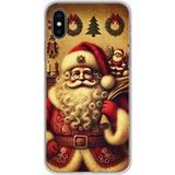 Apple iPhone XS Max pere noel vintage bedrukt siliconen hoesje