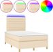 vidaXL Boxspringbed met matras en LED-verlichting, crème kleur, 120x200 cm, gestoffeerd