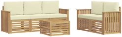 vidaXL - Buiten - bank - set - 6 - st - Wit - en - crèmekleurig - Polyester