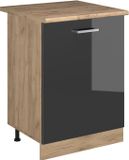 Vicco Keukenonderkast R-Line, Antraciet Hoogglans/Goudkleurig Eiken, 60 cm