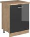Vicco Keukenonderkast R-Line, Antraciet Hoogglans/Goudkleurig Eiken, 60 cm