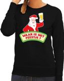 Bellatio Decorations Shoppartners Bv Foute kersttrui / sweater voor dames - zwart - Dronken Kerstman met biertje M