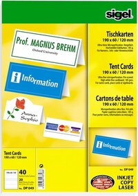 Sigel Insteekkaart 185g wit 90x60 - 40st. geschikt voor TA132