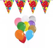 Folat Anniversaire 8 ans fête thème set 50x ballons et 2x guirlandes à fanions imprimées âge