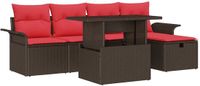 vidaXL Tuinbank - Set - 6 - st - Bruin - poly - rattan
