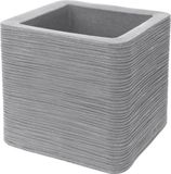 Pro Garden Plantenpot/bloempot Square - Lichtgrijs - Kunststof - 38 x 38 x 33 cm