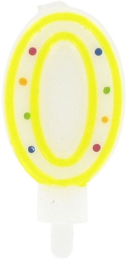 Fackelmann Verjaardagskaars cijfer 0 Rio Party Blauw, wit