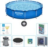 Bestway Rond Steel Pro Zwembad - 366 x 76 cm - Blauw - Inclusief Pomp - Afdekzeil - Speelgoed - Warmtepomp - 7-delig