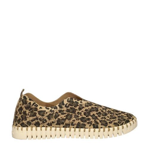 Ilse Jacobsen slip-on met panterprint beige/bruin