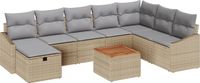 vidaXL Tuinbank - Set - 9 - st - Beige - Poly - rattan