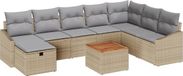 vidaXL Banc de jardin - Set - 9 - pièces - Beige - Poly - rotin
