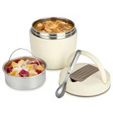 Cozary Thermocontainer voor eten, 1200 ml, roestvrij staal 304, met lepel, absoluut dicht, houdt 7 uur warm of koud, warmhoudcontainer, BPA-vrij, lunchbox voor kinderen en volwassenen
