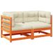 vidaXL 2-delige Loungeset met kussens, massief grenenhout, wasbruin