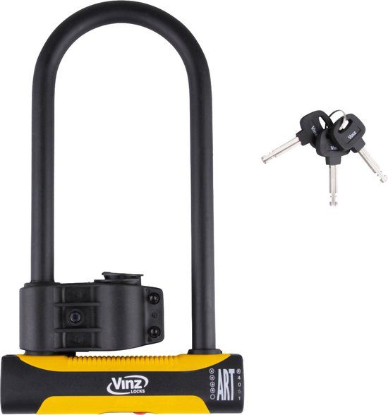 VINZ Grivola ART 4 Beugelslot - 32cm - Zwart - Motorslot / Fietsslot - 3 sleutels