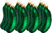 Merkloos / Sans marque HI Kersthangers - augurken - 12x stuks - glas - 9 cm