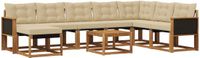 vidaXL - Hoek loungeset - 8 zitplekken - Natuurlijk en beige - Acacia hout