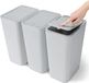 Shenzhen Haorui Industrial Technology Co., Ltd. Set de 3 mini-bacs de salle de bain avec couvercle à ouverture par le haut, poubelle moderne de 10 L, bac à déchets, poubelle adaptée pour le salon, la chambre, la cuisine, les toilettes, le bureau (gris)