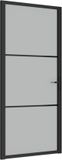 vidaXL Binnendeur 93 x 201,5 cm, zwart, mat glas en aluminium