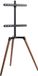 EasyLife - Pied TV trépied EASEL - Support pour téléviseurs jusqu'à 65 pouces et 35 kg - Pivotant à 140° - Réglable en hauteur + gestion des câbles - VESA jusqu'à 400x400 (Noir/Noyer foncé)