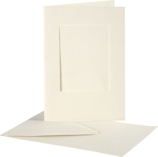 Creotime Passepartout Kaarten - 10,5x15 cm - Off-white - Rechthoek - 10 stuks