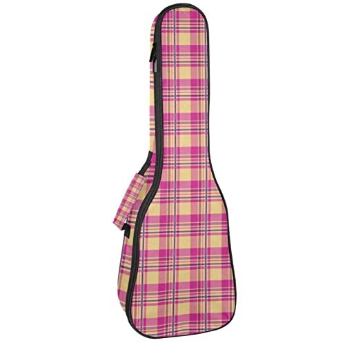 Mersov Tenor Ukulele Gigbag Waterdichte Ukelele Case Gewatteerde Rugzak, Geweldig voor Sopraan Concert (21/23/24") Roze geruite patroon