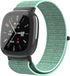 Strap-it Smartwatch bandje nylon met klittenband - mint groen - Geschikt voor Fitbit Versa 4 / Fitbit Sense 2