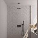 Brauer Gunmetal Edition Thermostatische Regendoucheset Inbouw - Hoofddouche 20 cm - Met Drukknoppen - Handdouche Staaf - Doucheslang - Wandaansluitbocht - Gunmetal