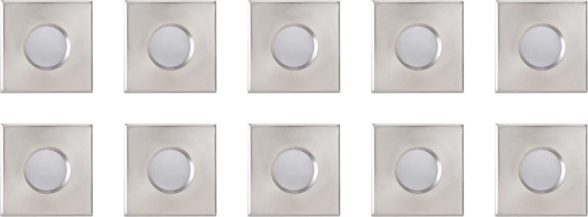 Qualu Spot Armatuur GU10 10 Pack - Igia - Waterdicht IP65 - Inbouw Vierkant - Mat Chroom Aluminium/Glas - 82mm