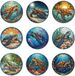 Unyqoos® set de sous-verres en bois avec motif tortue marine