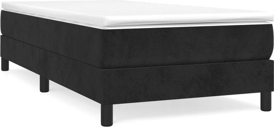vidaXL Boxspring met matras fluweel zwart 90x200 cm