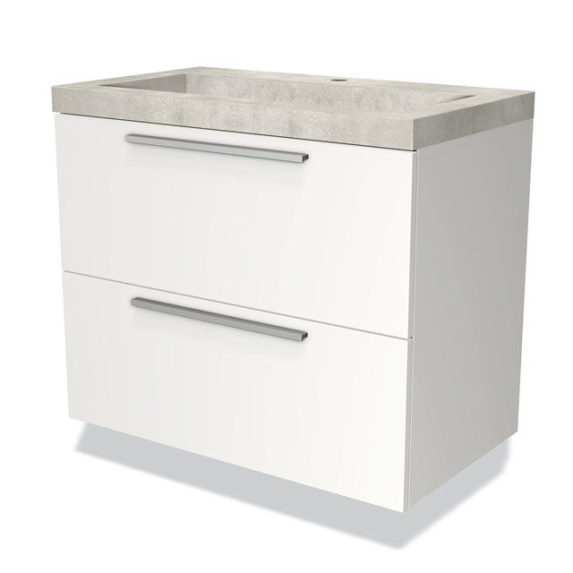 Maxaro Badkamermeubel Modulo 80cm Mat Wit Beton Greige 2 Lades