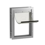 Hakuna Pets Deluxe aluminium huisdier-, katten- en hondendeur met 2-voudig vergrendelingspaneel voor schermen, deuren en muren tot 70 mm dik, medium, zilver