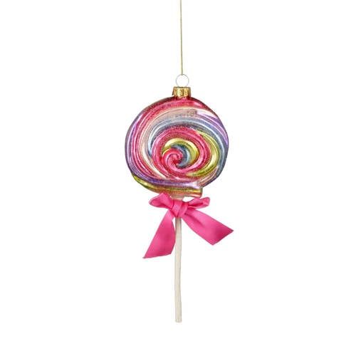 Mica Decorations kerstornament lolly - glas - roze