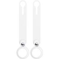 Phonillico® White Silicone AirTag 2021 Case [2 Pack] Keychain Removable Buckle Soft Protective Cover