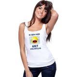 Bellatio Decorations Wit mouwloos feest shirt/ tanktop - Ik ben hier niet vrijwillig met emoticon voor dames S