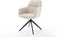 DELIFE Eetkamerstoel Pejo-Flex kruisframe breed zwart koord beige 360° draaibaar rocker-functie pocketveer kern