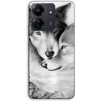 Maniacase Hoesje voor Xiaomi Redmi 13C 4G De wolf en de wolvin Zwart en wit dier