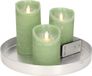 Plateau à bougies rond sans marque argenté en plastique D27 cm avec 3 bougies LED vert jade 10/12,5/15 cm - Décoration de table