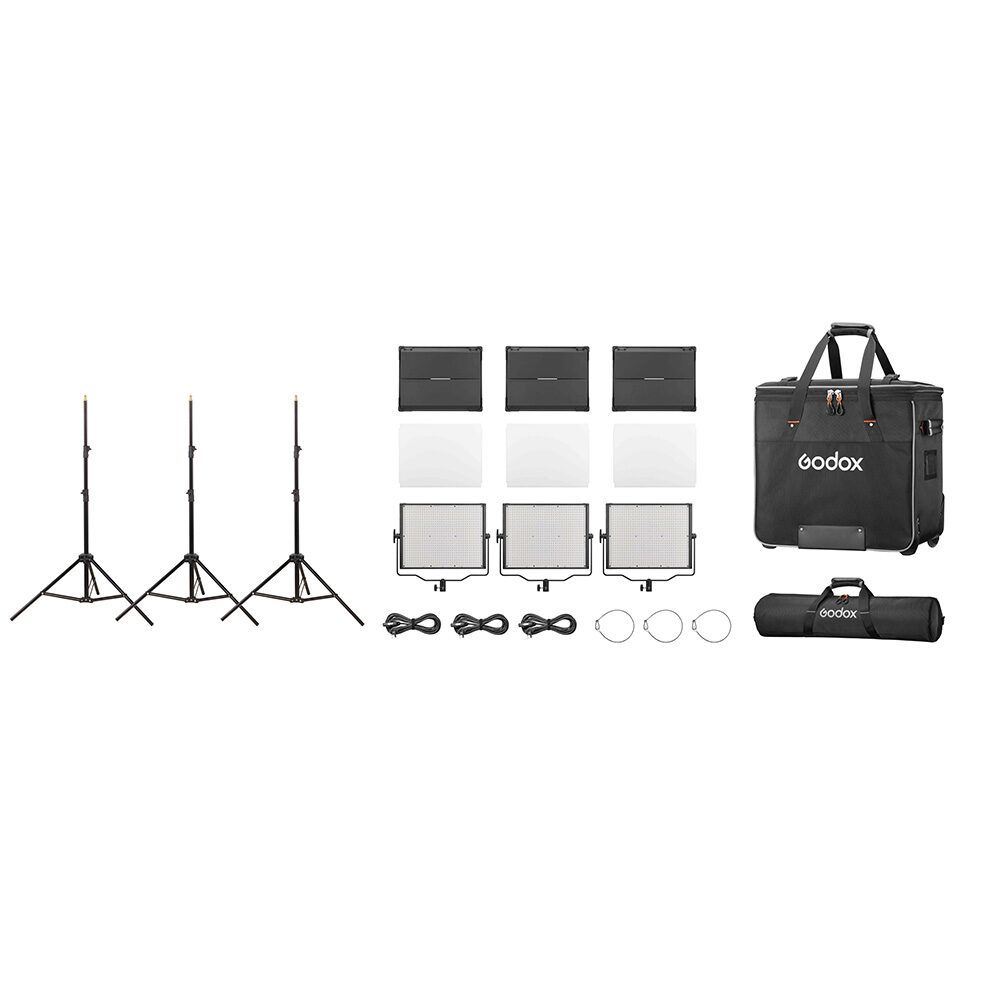 Godox Studio LED Light Panel 3 Light Kit P120BI K2