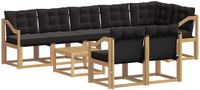 vidaXL - Hoek loungeset - 8 zitplekken - Wit en zwart - Acacia hout