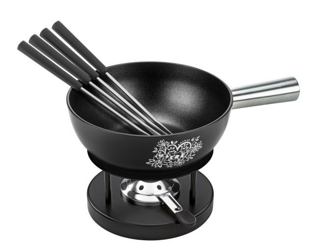 Kuhn Rikon Fondueset - Zwart - 4 vorken - Anti-aanbaklaag