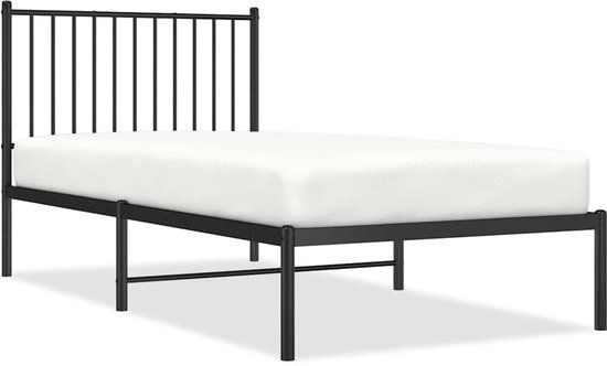 vidaXL Bedframe met hoofdbord Metaal Zwart 90x190 cm