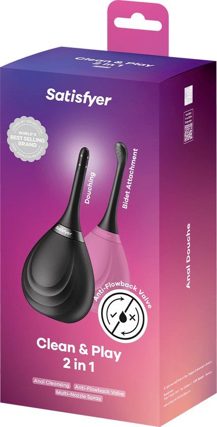 Satisfyer Clean & Play 2-in-1 anaaldouche 180 ml Zwart